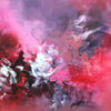 Vibrant Abstract Art | Captivating Fuchsia Explosion on Large Canvas | Artistic Expression in Bold Brushstrokes and Earthy Tones