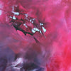 Large abstract canvas art in vibrant fuchsia hues, featuring dynamic brushstrokes and captivating textures, creating a visually striking and modern artwork.